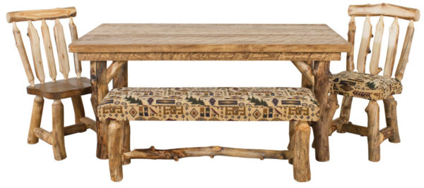 Aspen dining table set with upholstered bench