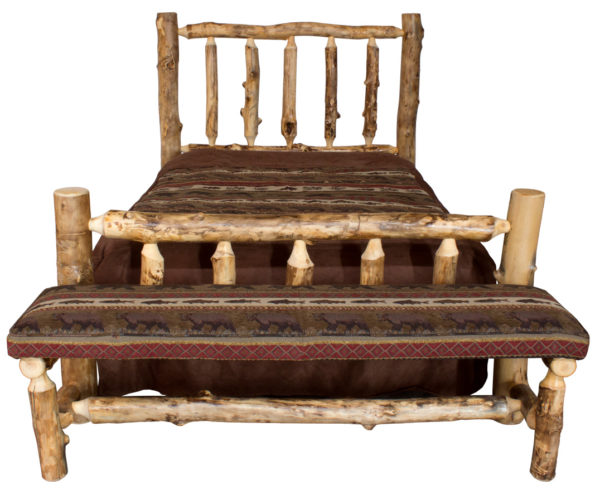 Queen bed with upholstered bench