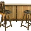 Wood Bar with upholstered stools