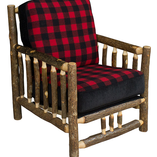 Red and black plaid upholstered chair