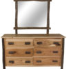 Wood six drawer dresser with mirror