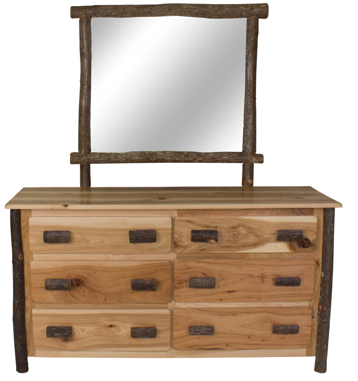 Wood six drawer dresser with mirror