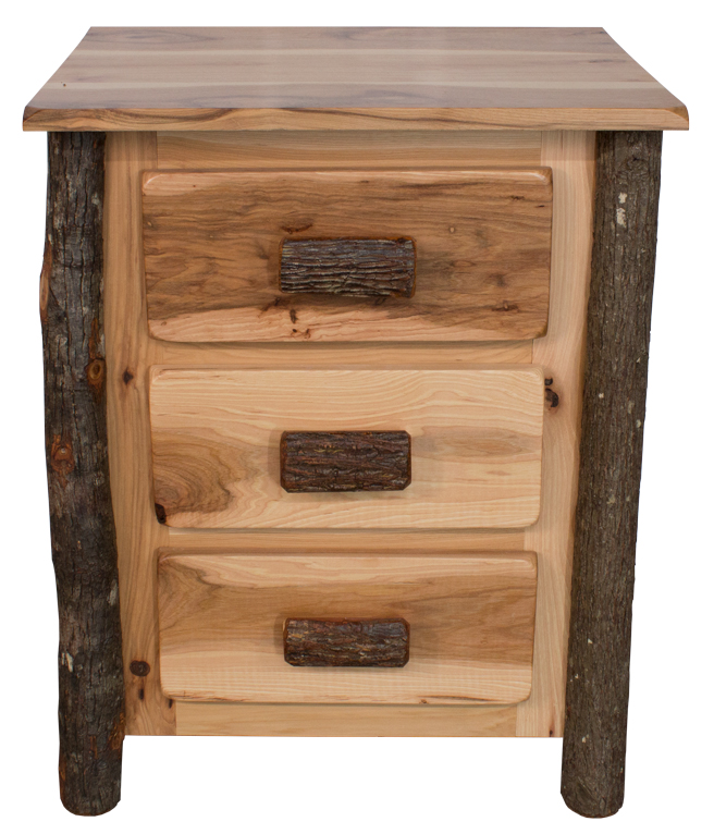 Wood three drawer nightstand