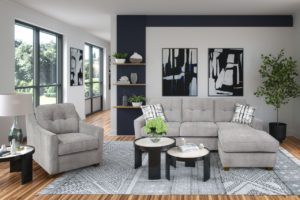 Blue and white modern living room