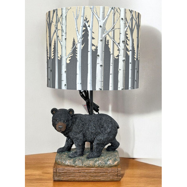 Bear Table Lamp w/Round Tree Shade
