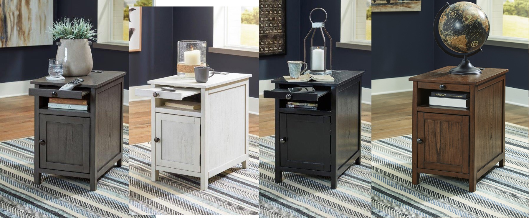 American Wholesale Furniture T300 Claypool Chairside Table with Power Supply & USB